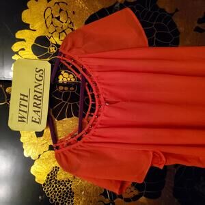 2x Orange Lion Top & Lion Earrings